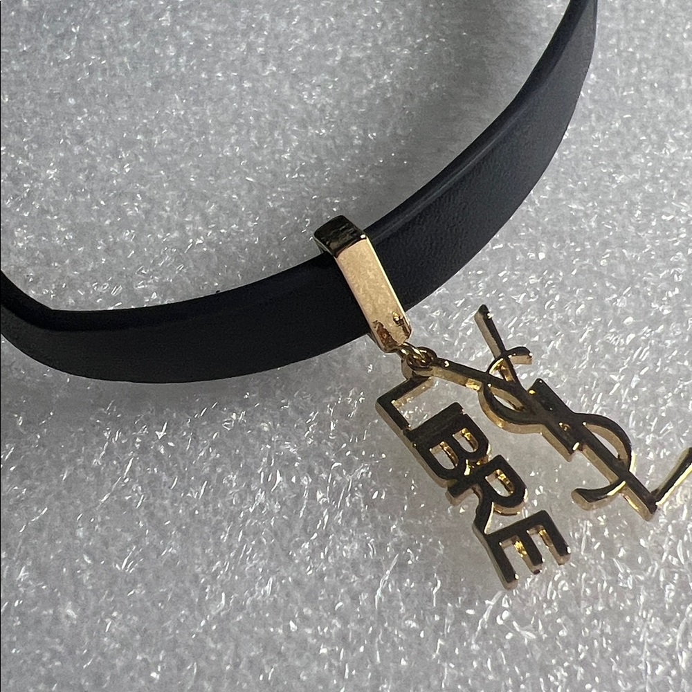 New! Yves Saint Laurent Black and Gold Leather Choker or Bracelet! - Picture 6 of 7